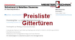 Preisliste Kellersicherung